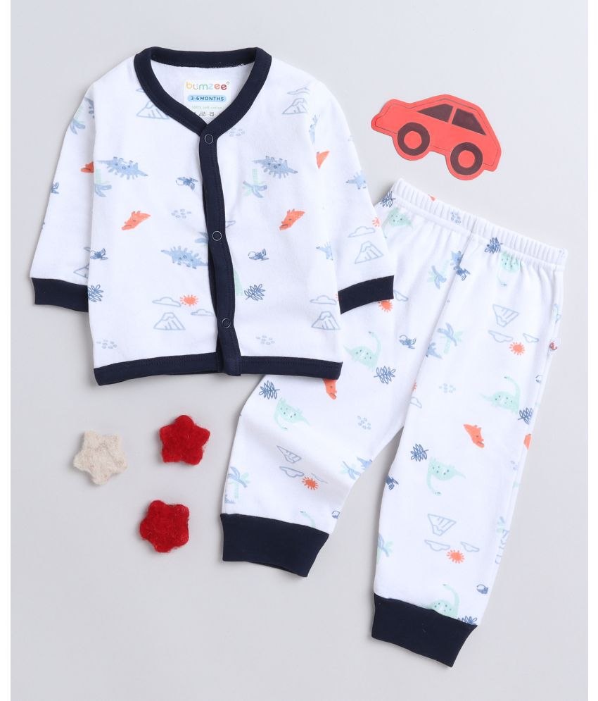     			BUMZEE White Cotton Baby Boy T-Shirt & Pyjama Set ( Pack of 1 )