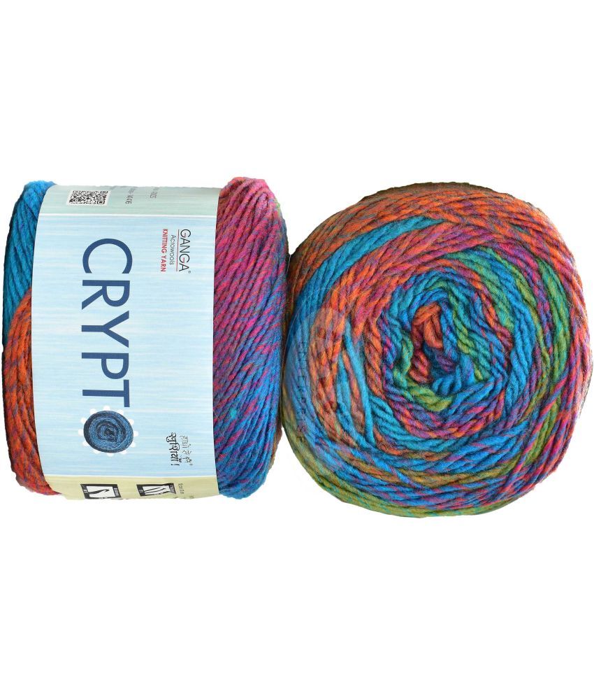     			Ganga Knitting Yarn Thick Chunky Wool, K_K Crypto Rainbow 300 gm ART- ABBB