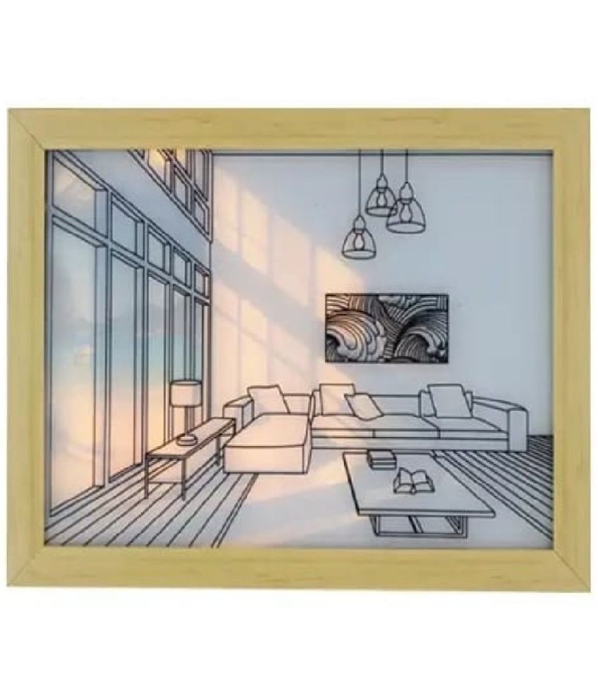     			Gatih 3D LED Painting Photo Frame Wood Polish Stick LED Light Painting Wall Art & Sunset-Multi Design 1 no.s