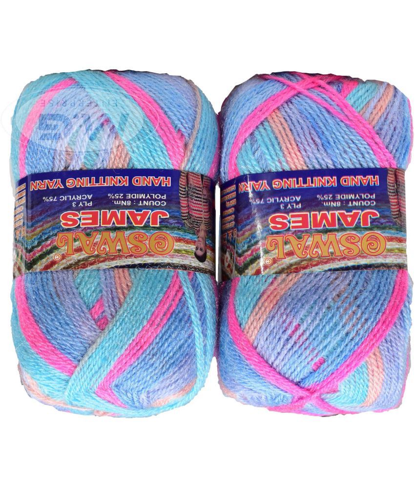     			James Knitting  Yarn Wool, Blue mix Ball 300 gm  Best Used with Knitting Needles, Crochet Needles  Wool Yarn for Knitting