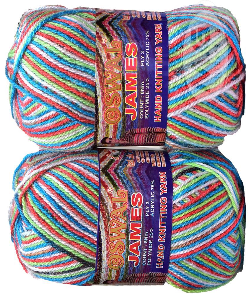     			James Knitting  Yarn Wool, Rainbow Ball 300 gm  Best Used with Knitting Needles, Crochet Needles  Wool Yarn for Knitting