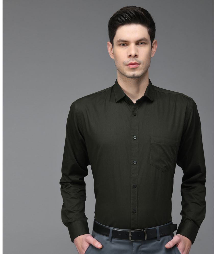     			KIBIT Cotton Slim Fit Full Sleeves Men's Formal Shirt - Olive ( Pack of 1 )