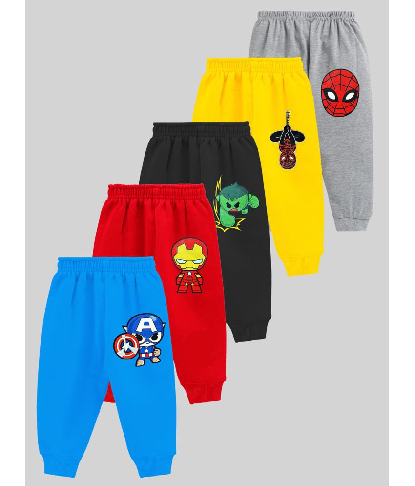     			Kuchipoo Multi Color Cotton Blend Boys Trackpant ( Pack of 5 )