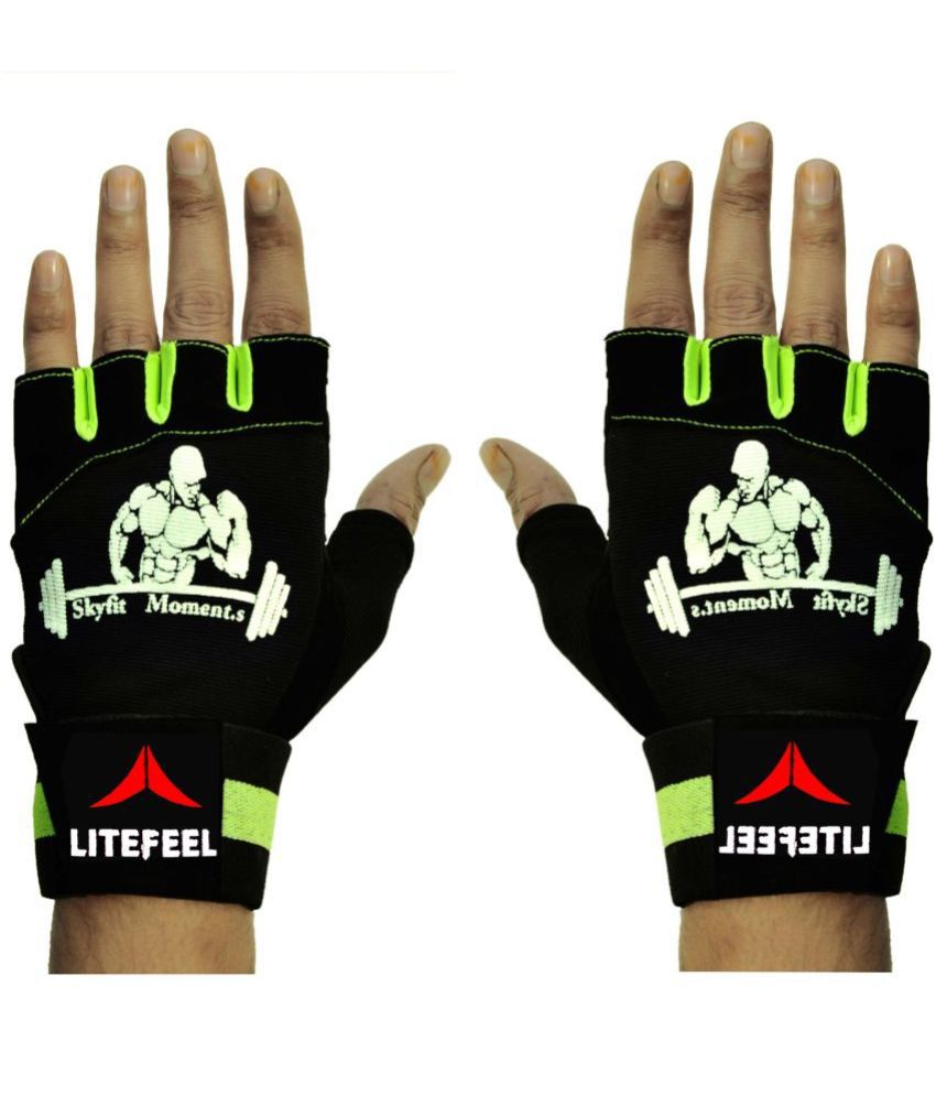     			LITE FEEL Power WeightLifting Unisex Polyester Gym Gloves For Advanced Fitness Training and Workout With Half-Finger Length
