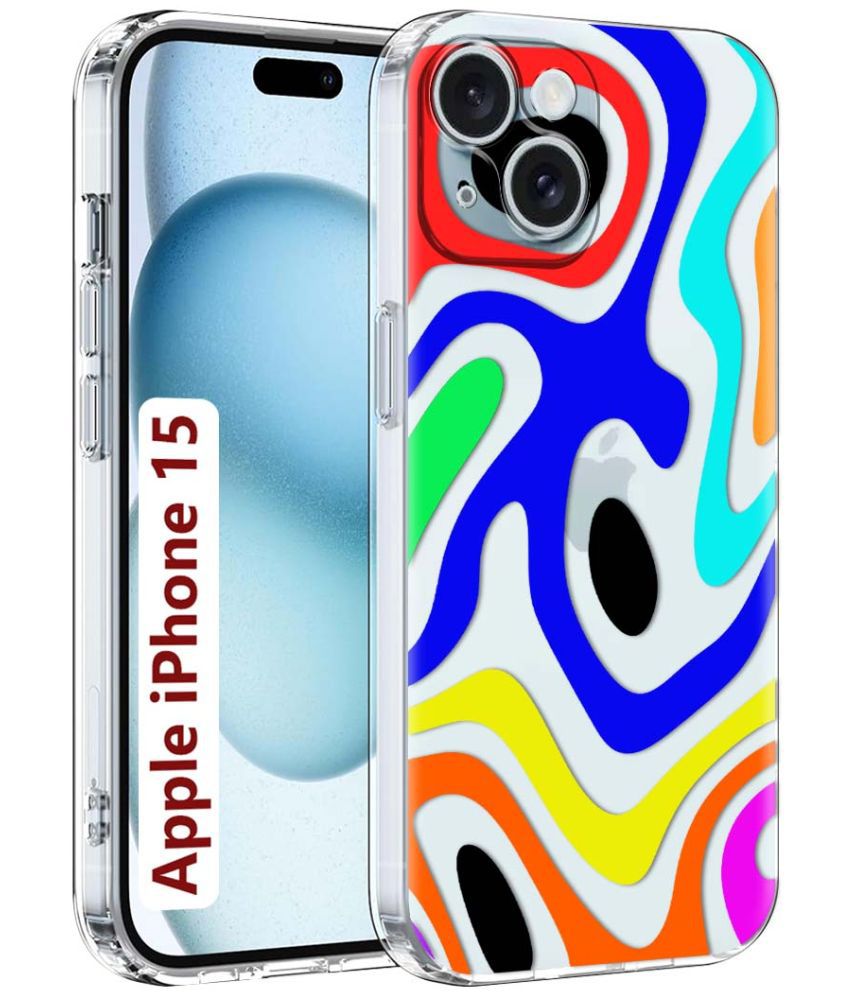     			NBOX Multicolor Printed Back Cover Silicon Compatible For Apple iPhone 15 ( Pack of 1 )