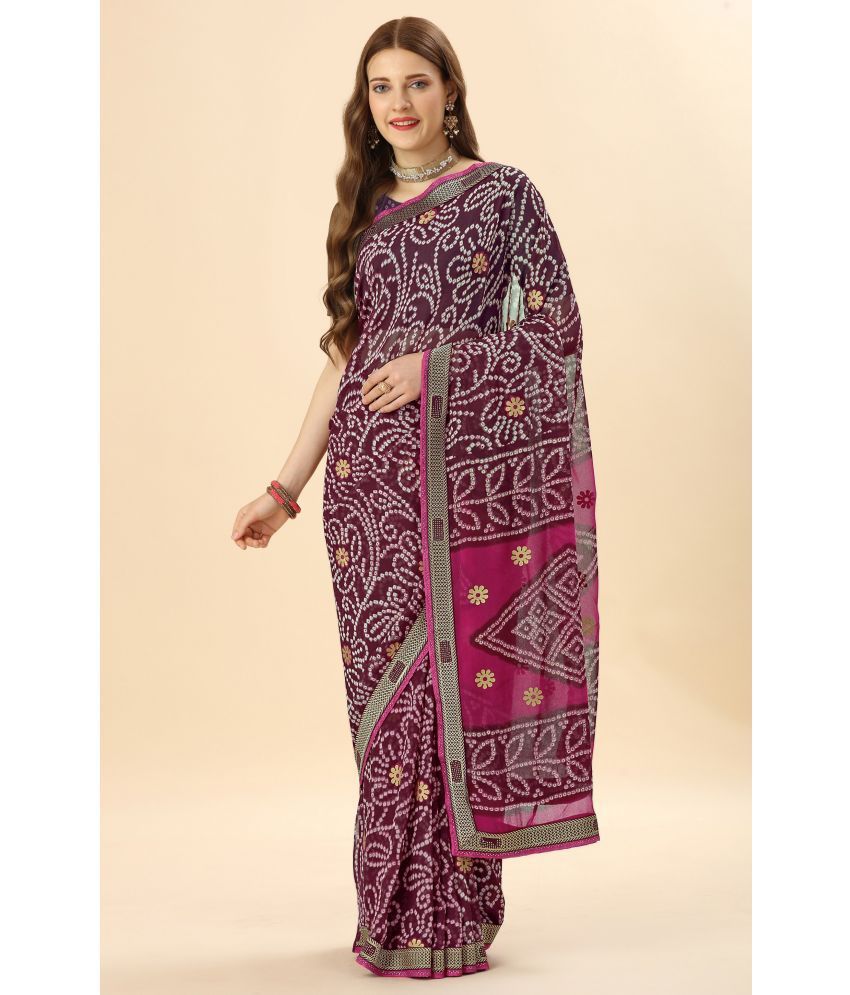     			Rekha Maniyar Georgette Printed Saree With Blouse Piece - Multicolour ( Pack of 1 )