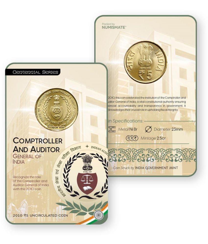     			Rs.5 COMPTROLLER AND AUDITOR Commemorative Coin Card – Special Edition