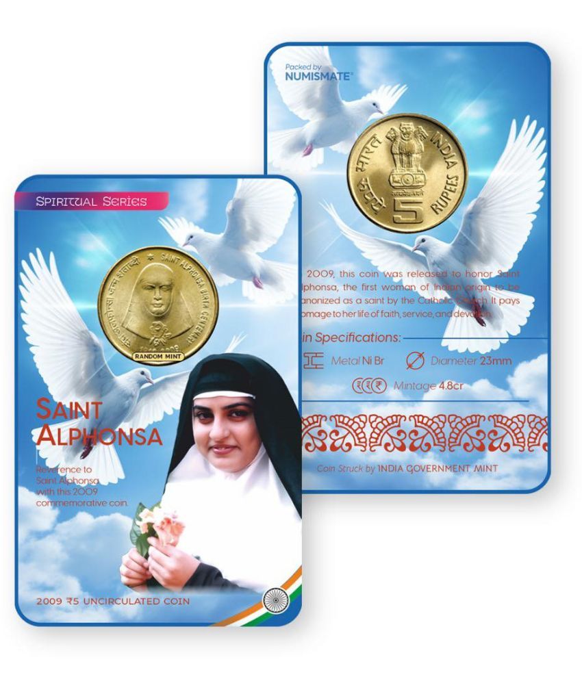     			Rs.5 SAINT ALPHONSA Commemorative Coin Card – Special Edition