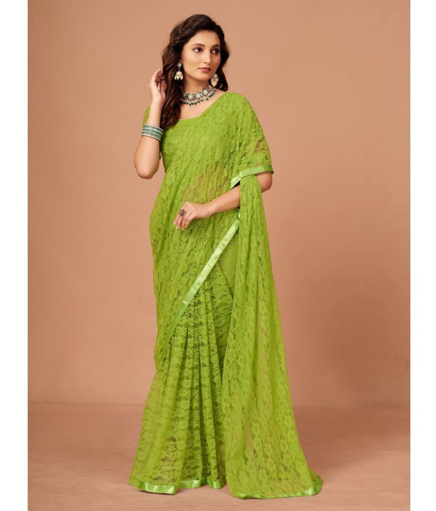     			VANRAJ CREATION Brasso Self Design Saree With Blouse Piece - Olive ( Pack of 1 )