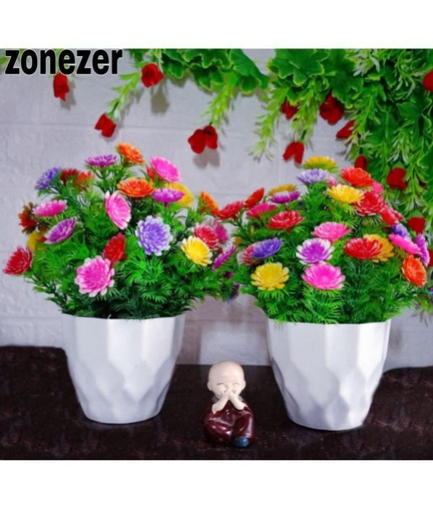    			zonezer - Multicolor Sunflower Artificial Flowers with Basket ( Pack of 2 )
