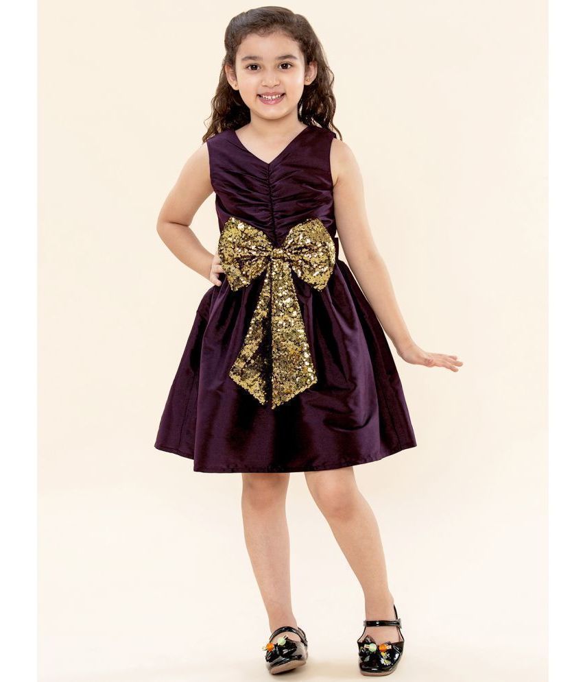     			A.T.U.N. Wine Polyester Girls Frock ( Pack of 1 )