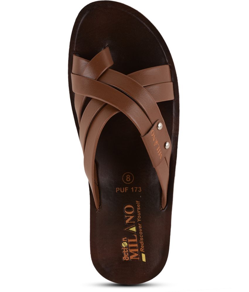     			Action Tan Men's Leather Slipper