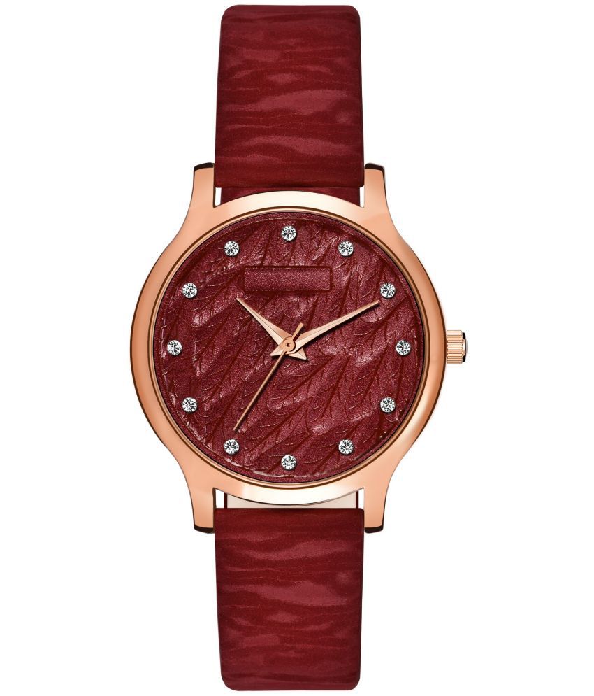     			Newman Maroon Leather Analog Womens Watch