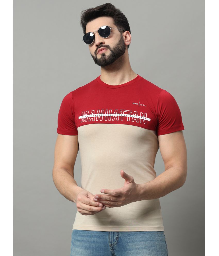     			OGEN Cotton Blend Regular Fit Printed Half Sleeves Men's T-Shirt - Beige ( Pack of 1 )