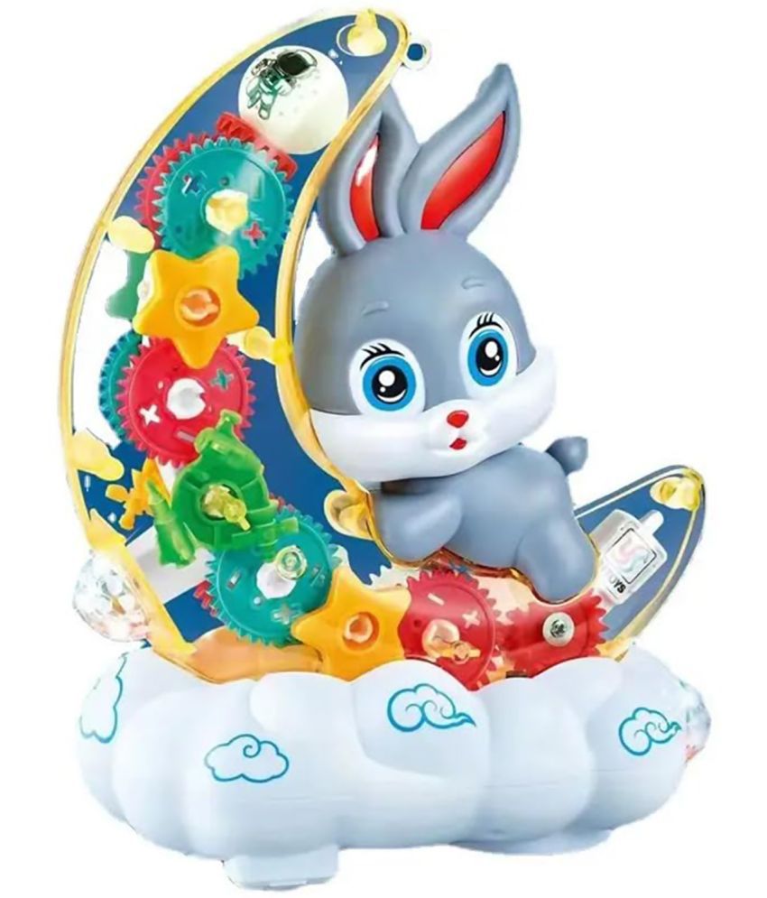     			RAINBOW RIDERS Moon Rabbit Toy /  360 Degree Rotating Concept Moon Rabbit with 3D Flashing LED Lights , Awesome Sound And Music / Transparent Blinking Moon Rabbit For 3+ Years  Boys And Girls / Transparent Gear Moon Rabbit Toy For Kids