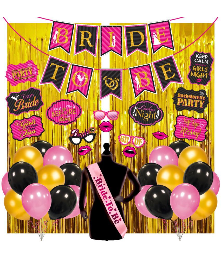     			Zyozi Bachelorette Party Decorations Kit | Bridal Shower Party Supplies & Engagement Party Decor - Bride To Be Banner, Balloons, Photo Booth with Sash (Pack Of 44)