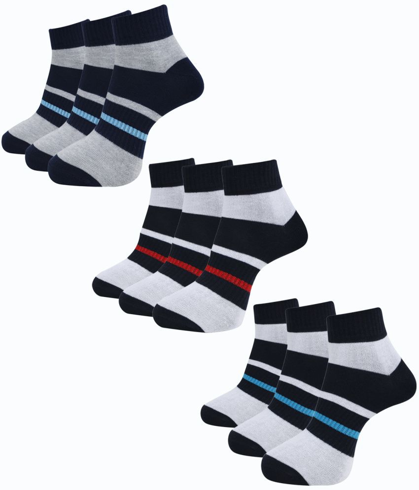     			Dollar Cotton Blend Men's Striped Light Grey Ankle Length Socks ( Pack of 9 )