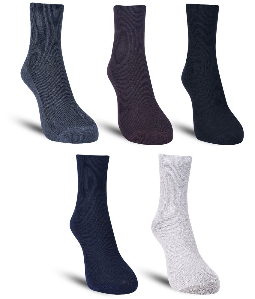     			Dollar Cotton Blend Men's Self Design Blue Ankle Length Socks ( Pack of 5 )