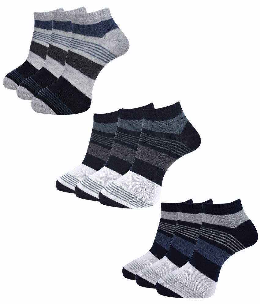    			Dollar Cotton Blend Men's Self Design Dark Grey Ankle Length Socks ( Pack of 9 )
