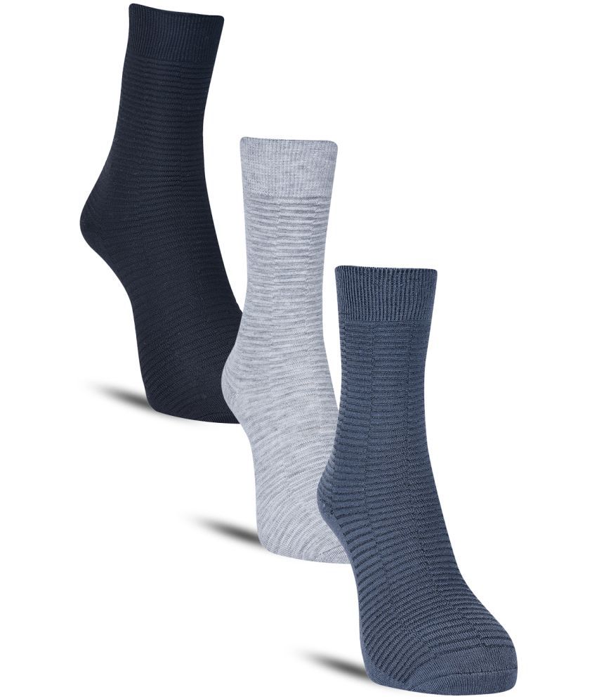     			Dollar Cotton Blend Men's Self Design Light Grey Mid Length Socks ( Pack of 3 )