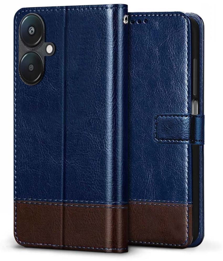     			Fashionury Blue Flip Cover Leather Compatible For Poco M6 5G ( Pack of 1 )