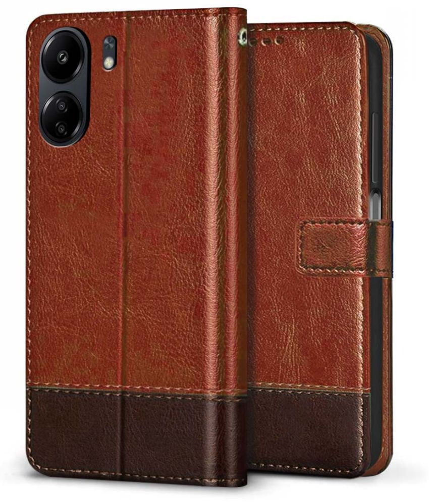     			Fashionury Brown Flip Cover Leather Compatible For Redmi 13C 4G ( Pack of 1 )