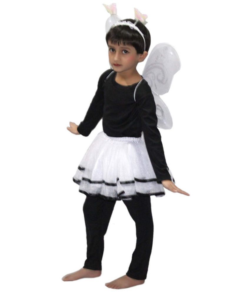     			Kaku Fancy Dresses White Skirt With Butterfly Wings For Kids/Bobra Toddler Fancy Dress -White, 3-4 Years, For Girls