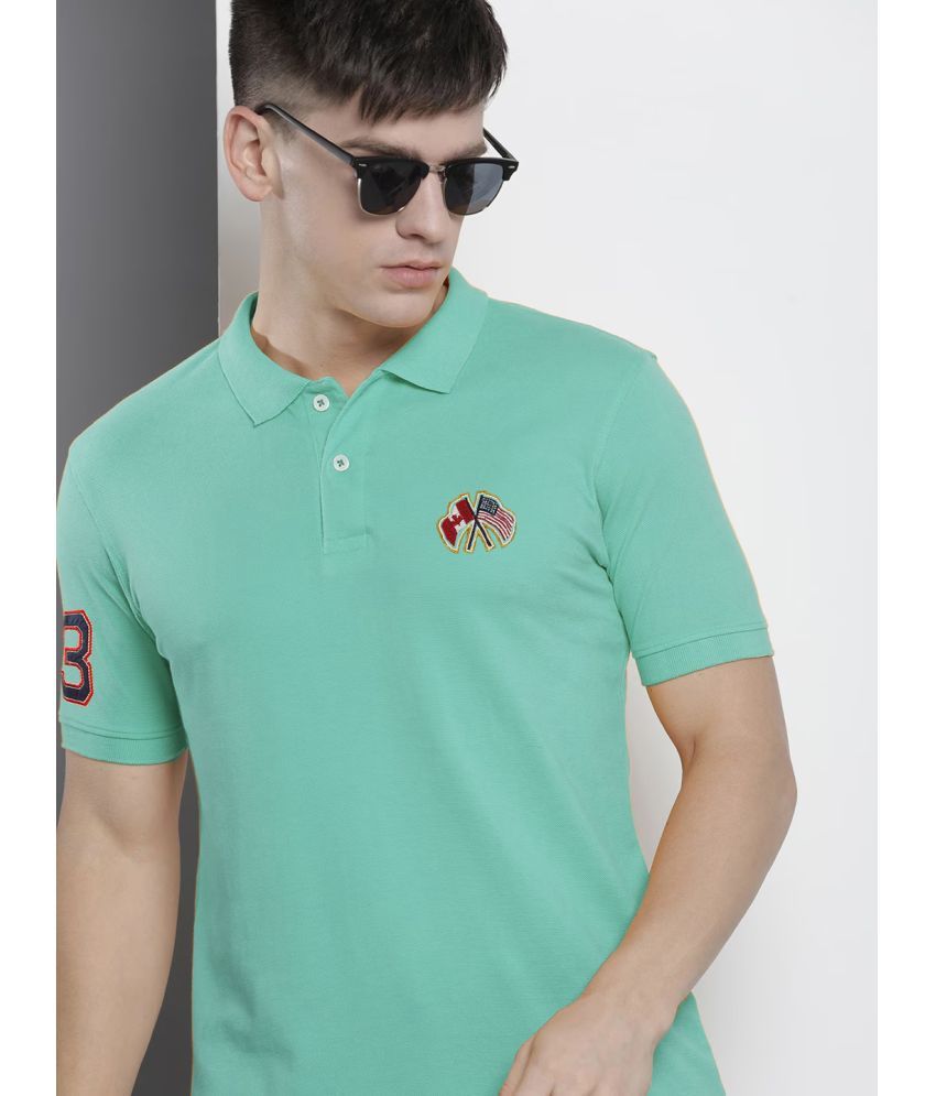     			Merriment Cotton Blend Regular Fit Solid Half Sleeves Men's Polo T Shirt - Aqua ( Pack of 1 )