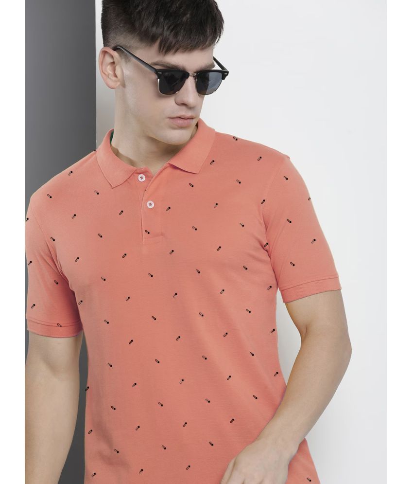     			Merriment Cotton Blend Regular Fit Printed Half Sleeves Men's Polo T Shirt - Coral ( Pack of 1 )