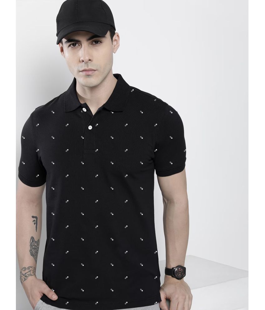    			Merriment Cotton Blend Regular Fit Printed Half Sleeves Men's Polo T Shirt - Black ( Pack of 1 )