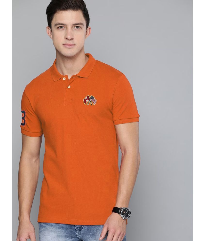     			Merriment Pack of 1 Cotton Blend Regular Fit Solid Half Sleeves Men's Polo T Shirt ( Orange )