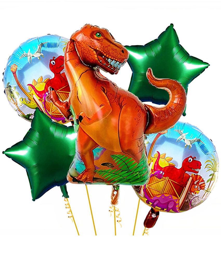     			Urban Classic Dinosaur Theme Foil Balloon for Birthday Pack of 5 pieces.