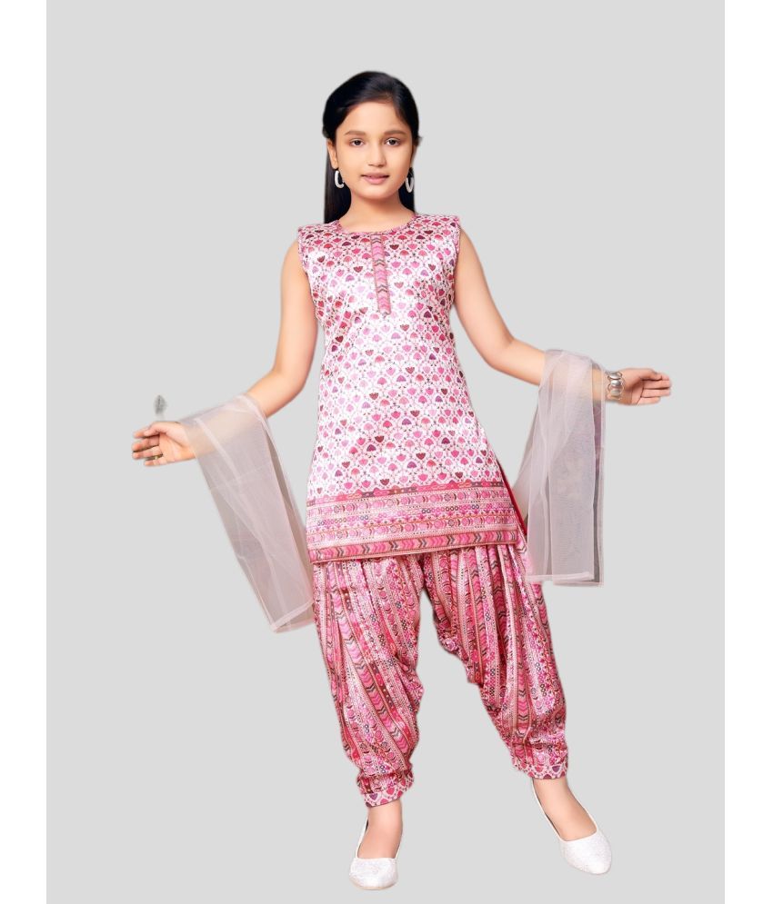     			Aarika Girls Silk Patiala Kurta Set ( Pack of 1 , Pink )