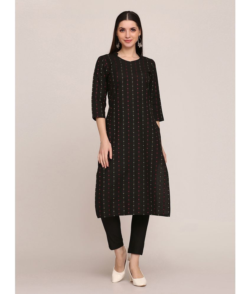     			Aarrah Cotton Striped Kurti With Pants Women's Stitched Salwar Suit - Black ( Pack of 2 )