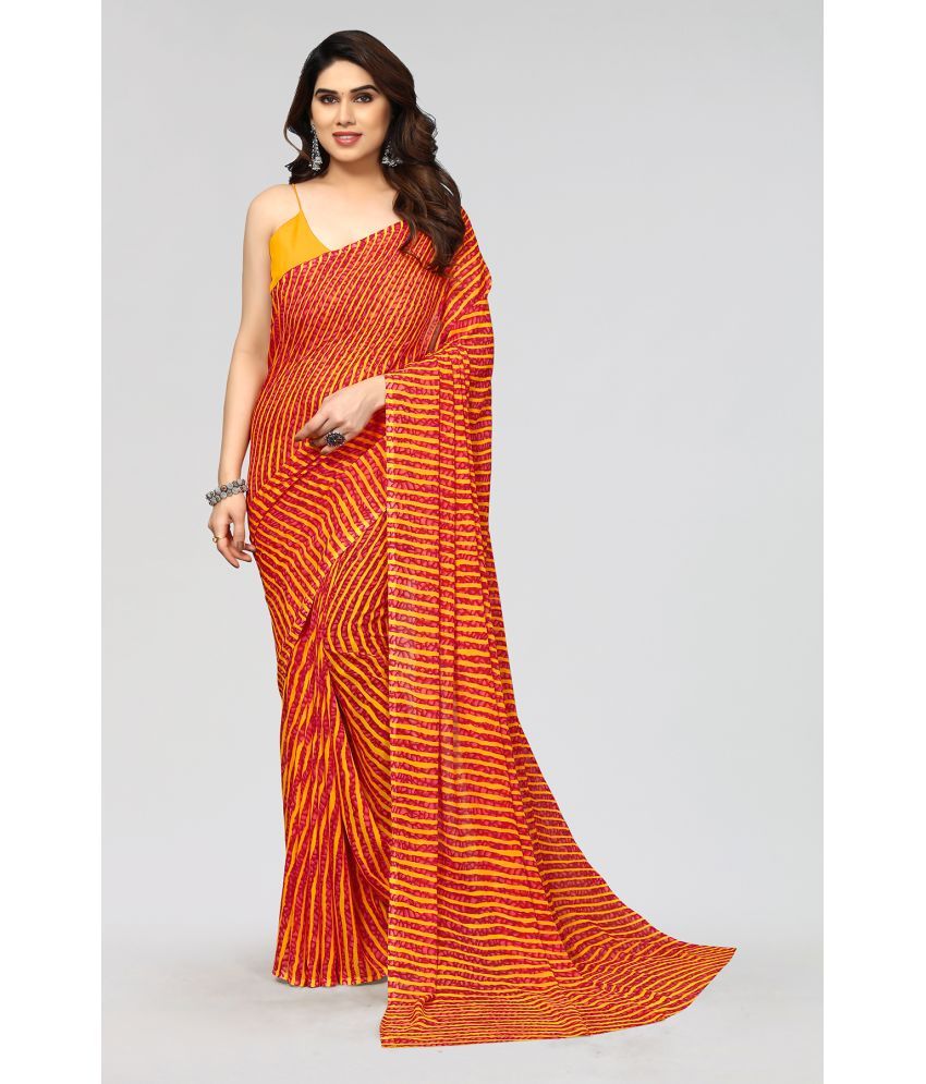     			Anand Sarees Georgette Striped Saree Without Blouse Piece - Red ( Pack of 1 )