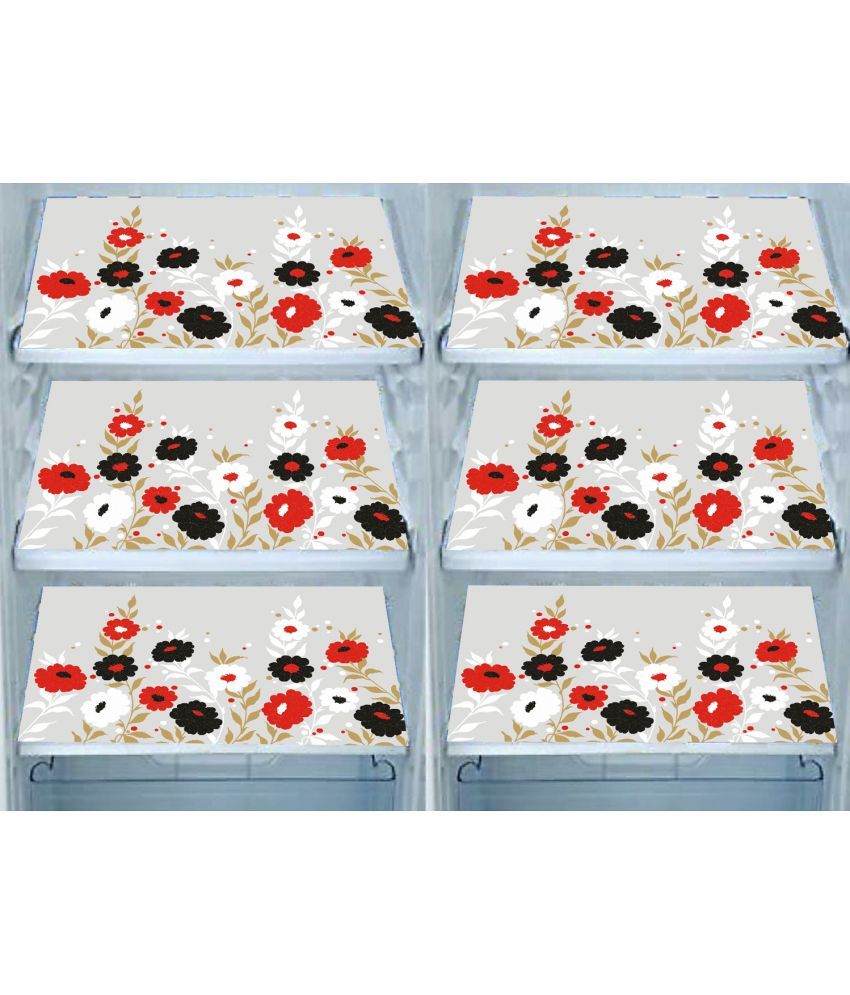     			PVC Floral Fridge Mats ( 43 29 ) Pack of 6 - Red