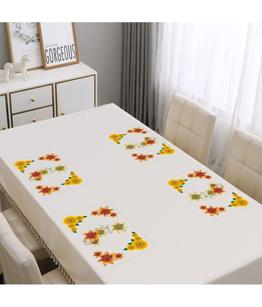     			HOMETALES PVC Floral Rectangle Table Mats ( 43 cm x 29 cm ) Pack of 4 - Yellow