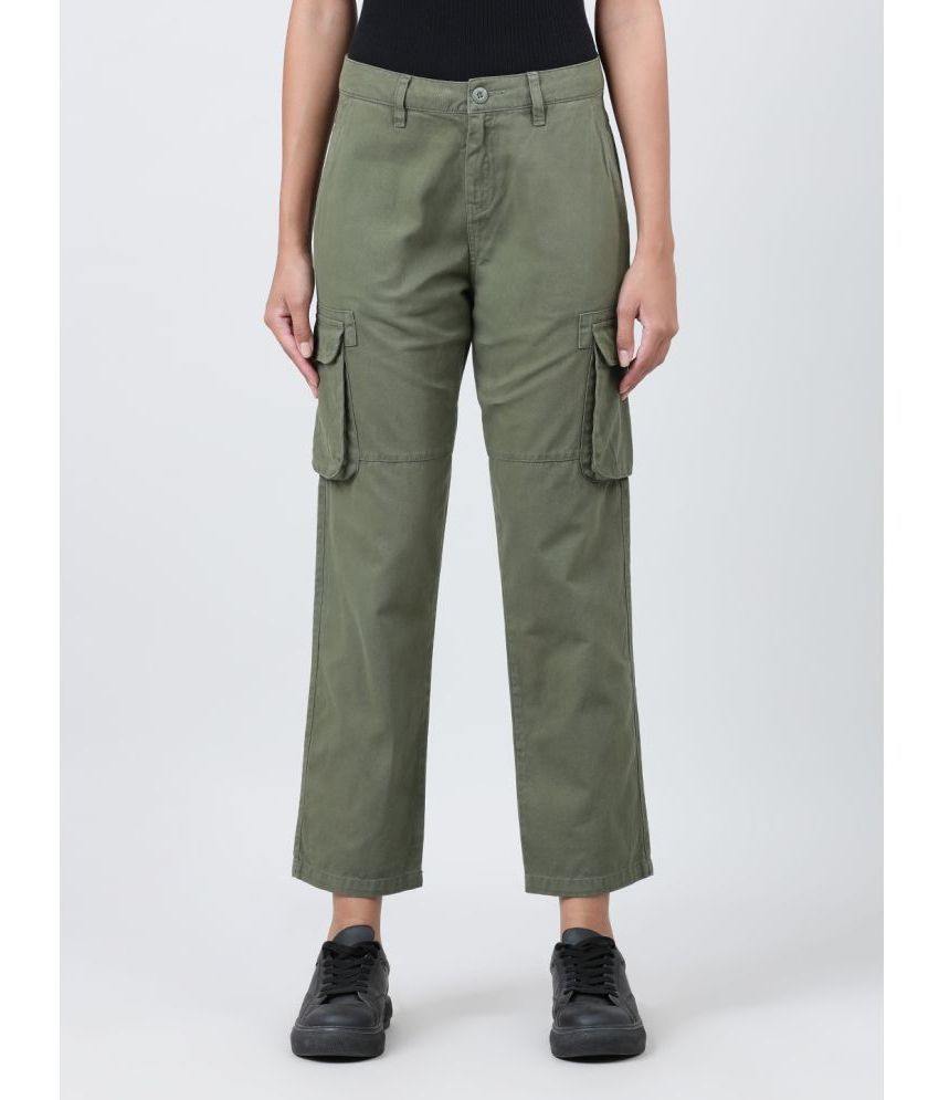     			IVOC Olive Cotton Regular Women's Cargo Pants ( Pack of 1 )