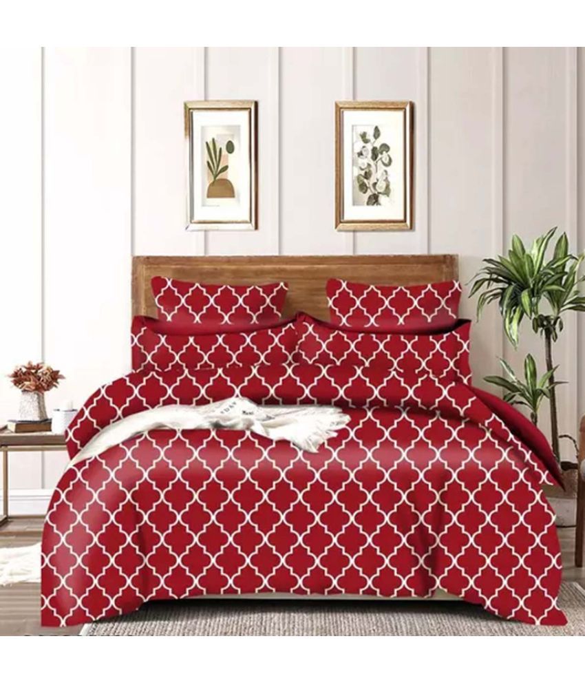     			JBTC cotton Floral Bedding Set 1 bedsheet and 2 pillow cover - maroon