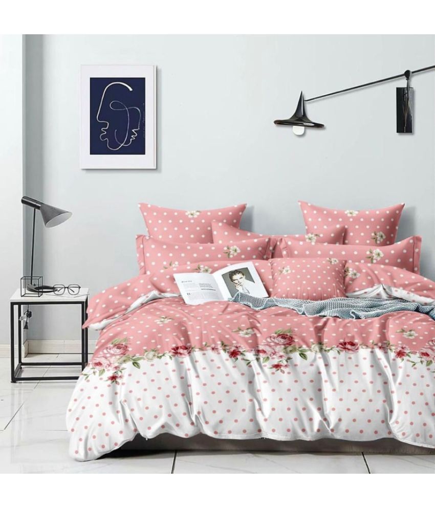     			JBTC cotton Floral Bedding Set 1 bedsheet and 2 pillow cover - pink