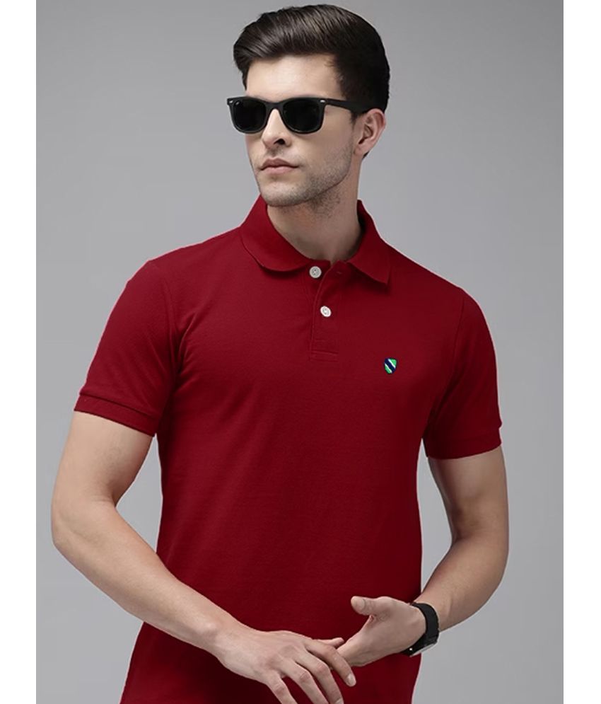     			Merriment Cotton Blend Regular Fit Solid Half Sleeves Men's Polo T Shirt - Maroon ( Pack of 1 )