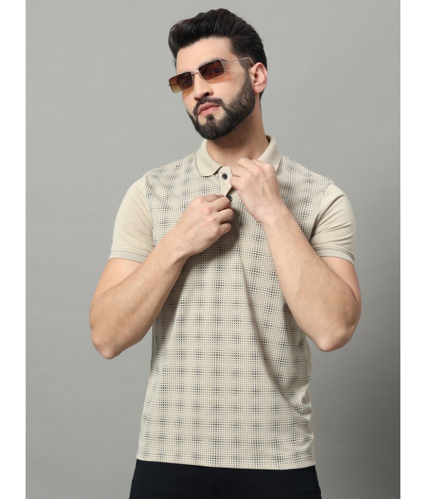     			OGEN Cotton Blend Regular Fit Printed Half Sleeves Men's Polo T Shirt - Beige ( Pack of 1 )