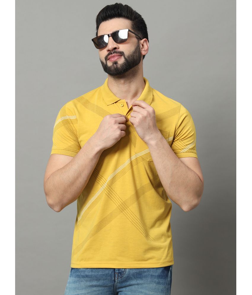     			OGEN Cotton Blend Regular Fit Printed Half Sleeves Men's Polo T Shirt - Mustard ( Pack of 1 )