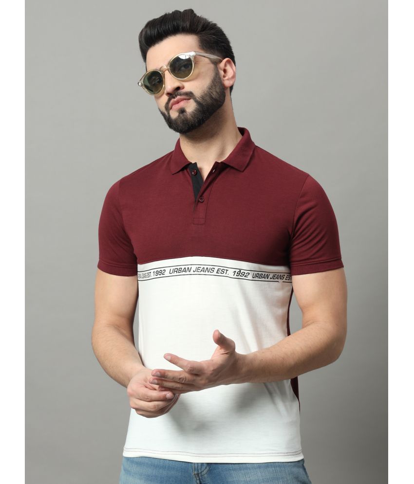     			OGEN Cotton Blend Regular Fit Colorblock Half Sleeves Men's Polo T Shirt - Wine ( Pack of 1 )