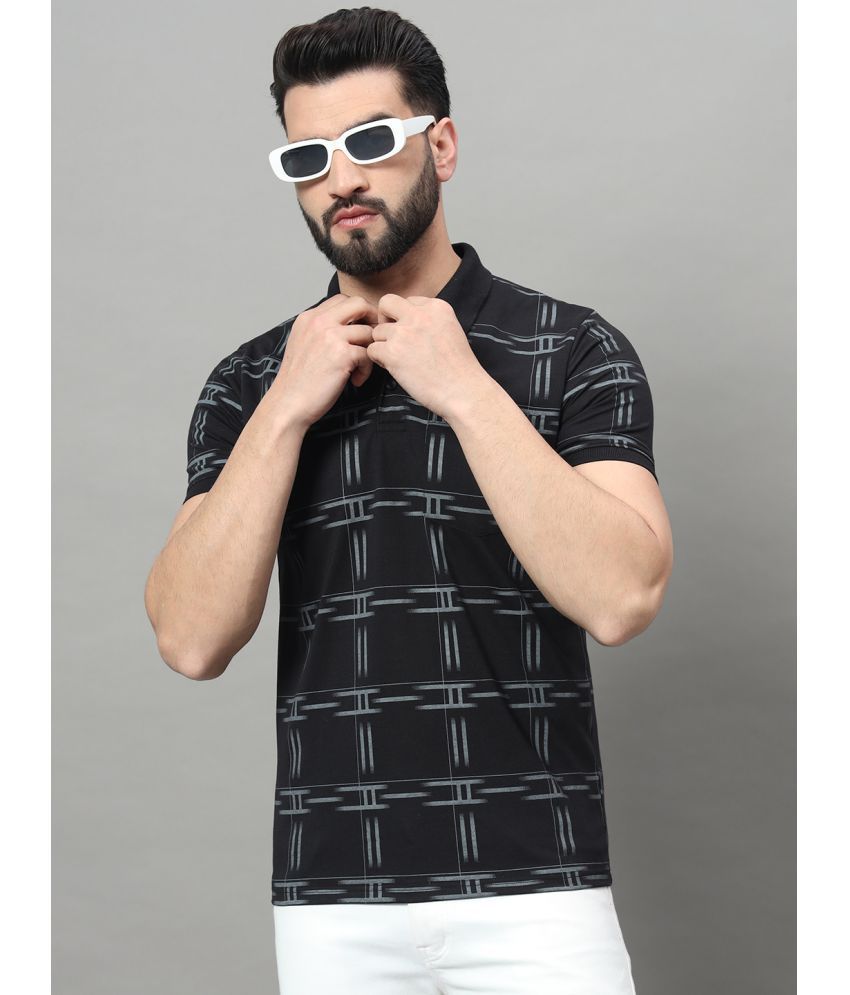     			OGEN Cotton Blend Regular Fit Printed Half Sleeves Men's Polo T Shirt - Black ( Pack of 1 )