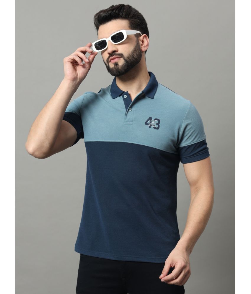     			OGEN Cotton Blend Regular Fit Colorblock Half Sleeves Men's Polo T Shirt - Sky Blue ( Pack of 1 )