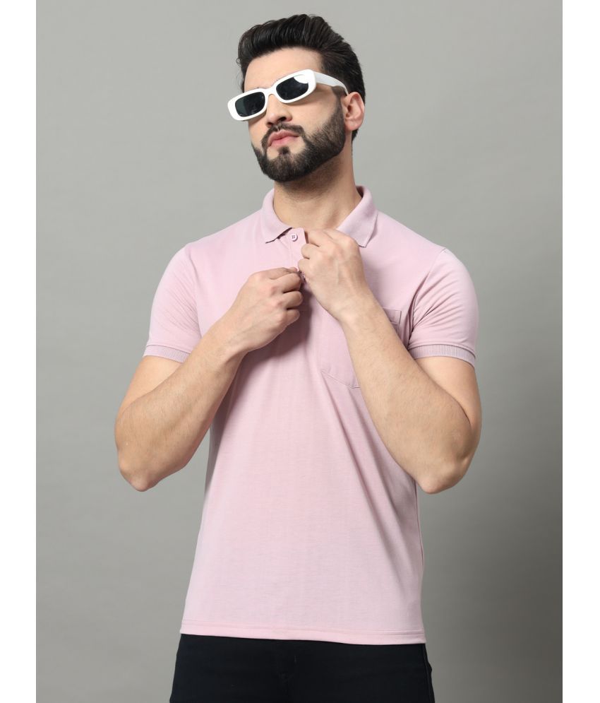     			OGEN Pack of 1 Cotton Blend Regular Fit Solid Half Sleeves Men's Polo T Shirt ( Pink )