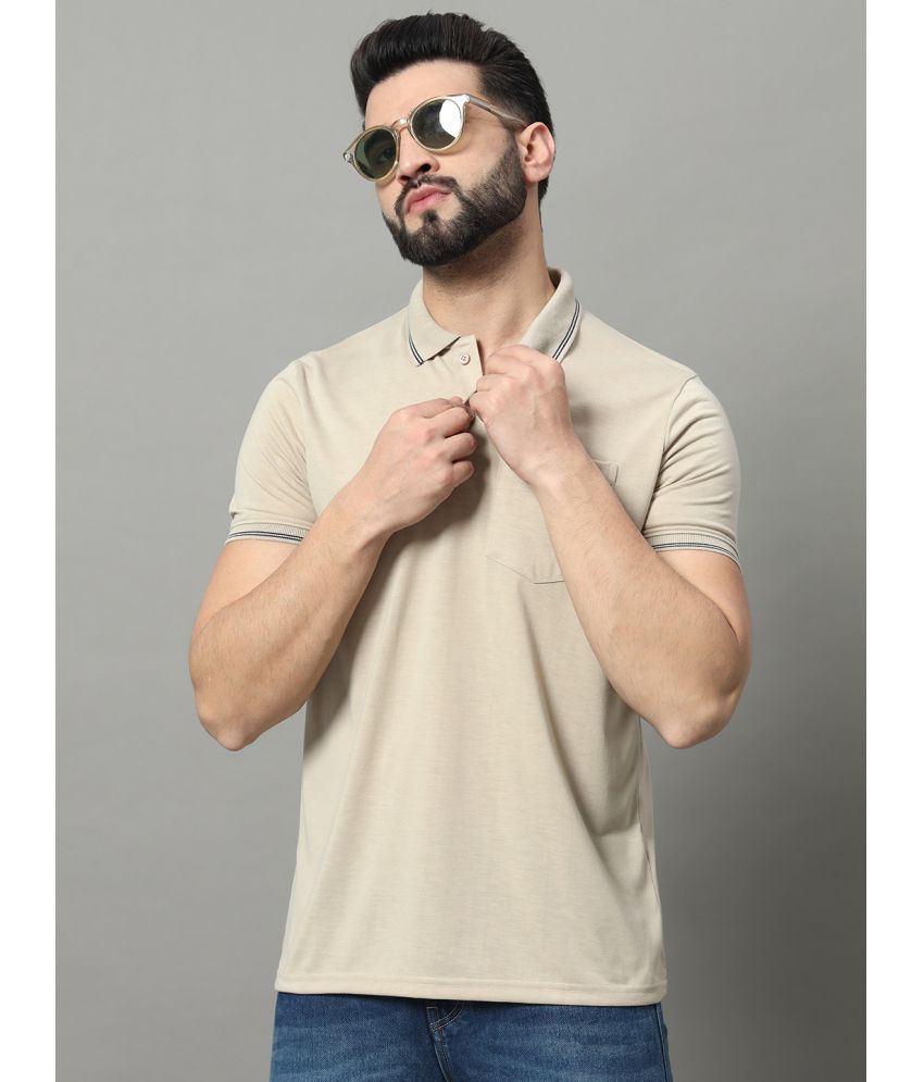     			OGEN Cotton Blend Regular Fit Solid Half Sleeves Men's Polo T Shirt - Beige ( Pack of 1 )