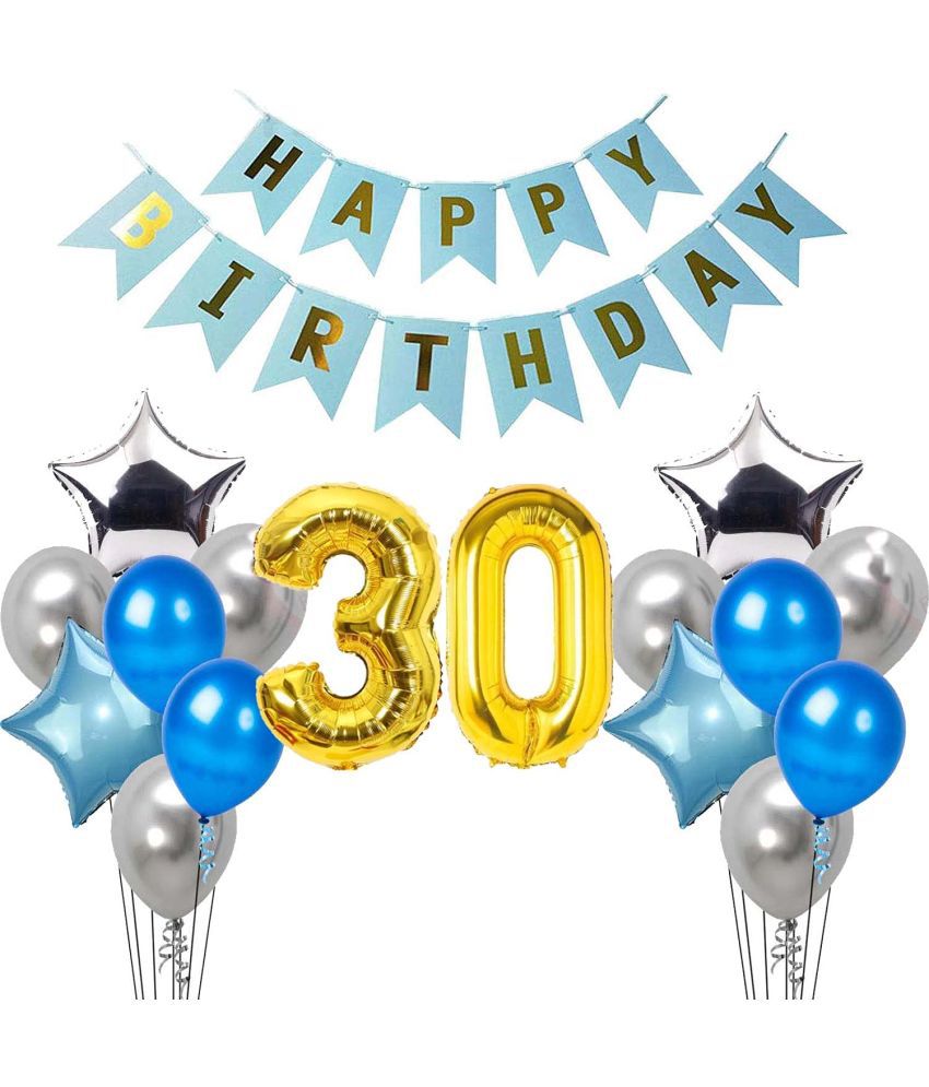     			Urban Classic Blue Silver 30th Birthday Decoration Kit for Boys and Girl