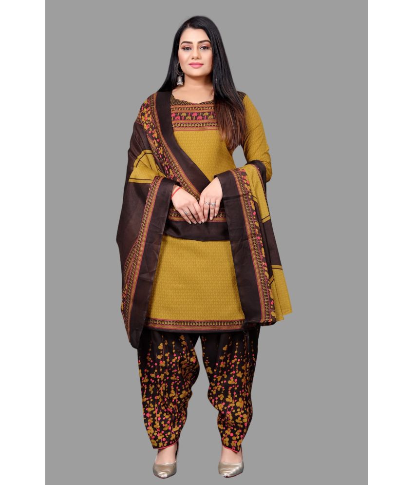     			WOW ETHNIC Unstitched Cotton Printed Dress Material - Yellow ( Pack of 1 )